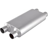 Floshine Universal 80Series Mufflers 2.5 Inch Dual Inlet (ID) 2.5 Inch Dual Outlet (ID), 3 Chamber Performance Automotive Muffler Exhaust FH20D20