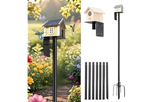 UIABOPZ Bird House Pole for Outdoors, 105 Inch Heavy Duty Birdhouse Pole for Outdoors, Adjustable Bird Buddy Pole with 5-Prong Base, Smart Bird Feeder Pole for Birds Watching, Weather Station