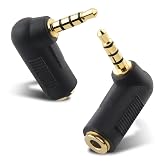 Cable Matters 2-Pack TRRS Right Angle 3.5mm Adapter, Black | 3.5mm Right Angle Adapter, 90 Degree Audio Converter