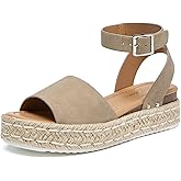 Athlefit Women's Platform Espadrille Wedge Sandals Comfortable Open Toe Buckle Sandals for Summer Casual