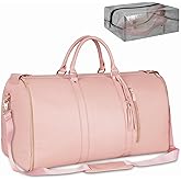 Ytonet Garment Duffle Bags for Travel, Convertible Carry On Garment Bag for Women, Large PU Leather Foldable Travel Bag with Shoe Pouch, 2 in 1 Hanging Suitcase Dress Suit Travel Bags, Pink