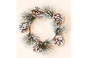 Worth Imports 4.25" Snowy Needle Pine & Cone Christmas Pillar Candle Ring