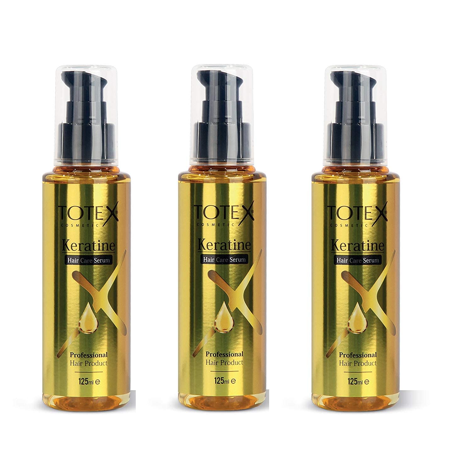 Hair Keratin Serum Oil 3x125ml | Damaged Hair Repair & Strengthening Treatment | Anti Frizz Shine Serum | Heat Protection & Split End Care | Professional Keratin Hair Care Oil for Men & Women