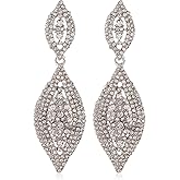 Black Rhinestone Crystal Earrings for Women Bridal Bridesmaid Long Teardrop Earrings Leaf Drop Dangle Chandelier Earring Geometric Earrings Prom Wedding Jewelry