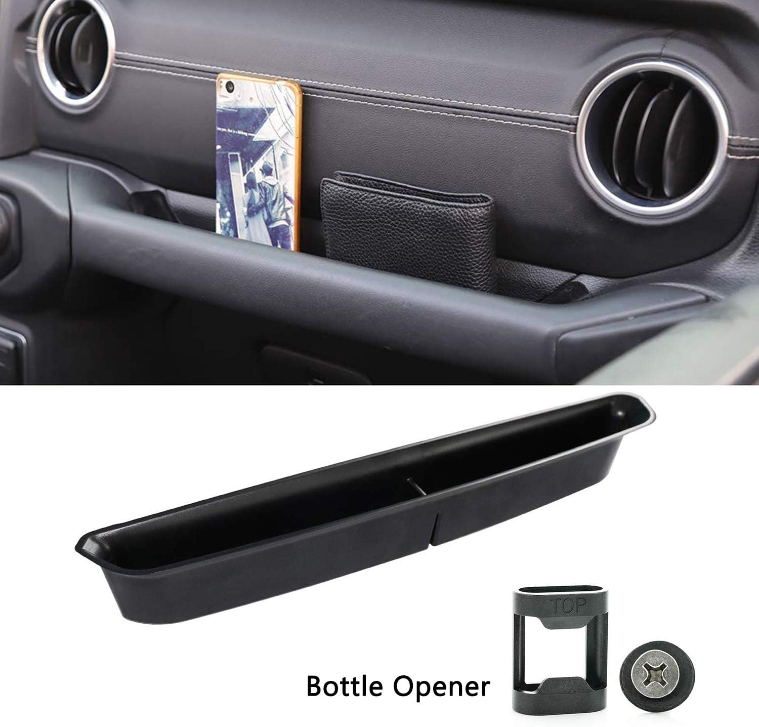 EDOU Jeep JL GrabTray Passenger Storage Tray Organizer Grab Handle Storage Box for 2011-2019 Jeep Wrangler JL JLU Black Interior Accessory