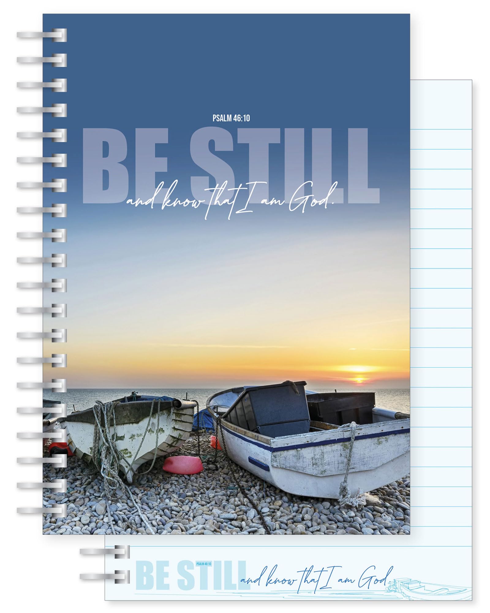 Christian Notebook, Be Still, softback notebook A5 lined, with Psalm 46:10 Bible verse. Perfect as a Bible Study Journal or Christian Gift, by Just Cards Direct