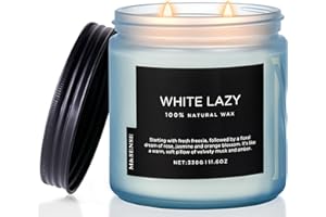 M&SENSE Jasmine & Clean Cotton Spring Scented Candle, 11.6oz Aromatherapy Gifts 2 Wick 70 Hours Long Lasting Burn, Natural Organic Soy Candle, Housewarming Gifts for Dad Mom Friends
