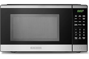BLACK+DECKER Countertop Microwave Oven 0.9 Cu Ft, 6 Auto Menus, Child Lock, Memory Function, 10 Powe...