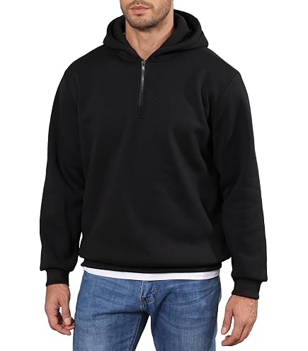 Chaps Sports Men's 1/4 Zip Fleece Pullover (Small, Black) at