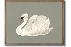 RETRART Vintage Swan Canvas Wall Art - Swan Vintage Sage Green Art Prints for Wall Decor, Elegant Animal Oil Painting Decor for Living Room Bedroom Kitchen - 11" x 14" - UNFRAMED