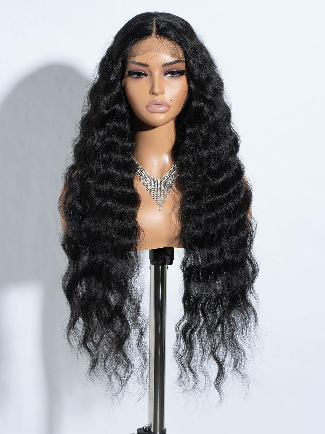 Joedir Lace Front Wigs 30" Long Wavy Synthetic Wig 4.5" Deep Part HD Transparent Lace With Baby Hair For Women 130% Density Wigs(Black Color) — image 1
