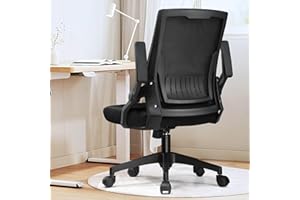 GTRACING Ergonomic Office Chair with Flip-up Armrests Executive Computer Chair for Home Office, Breathable Mesh & Comfy Lumbar Support, Black