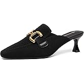 NEWBELLA Women's Kitten Heel Mules - Pointed Toe Slip-On Low Heels, Comfortable Work Shoes for Daily Commute & Office Wear
