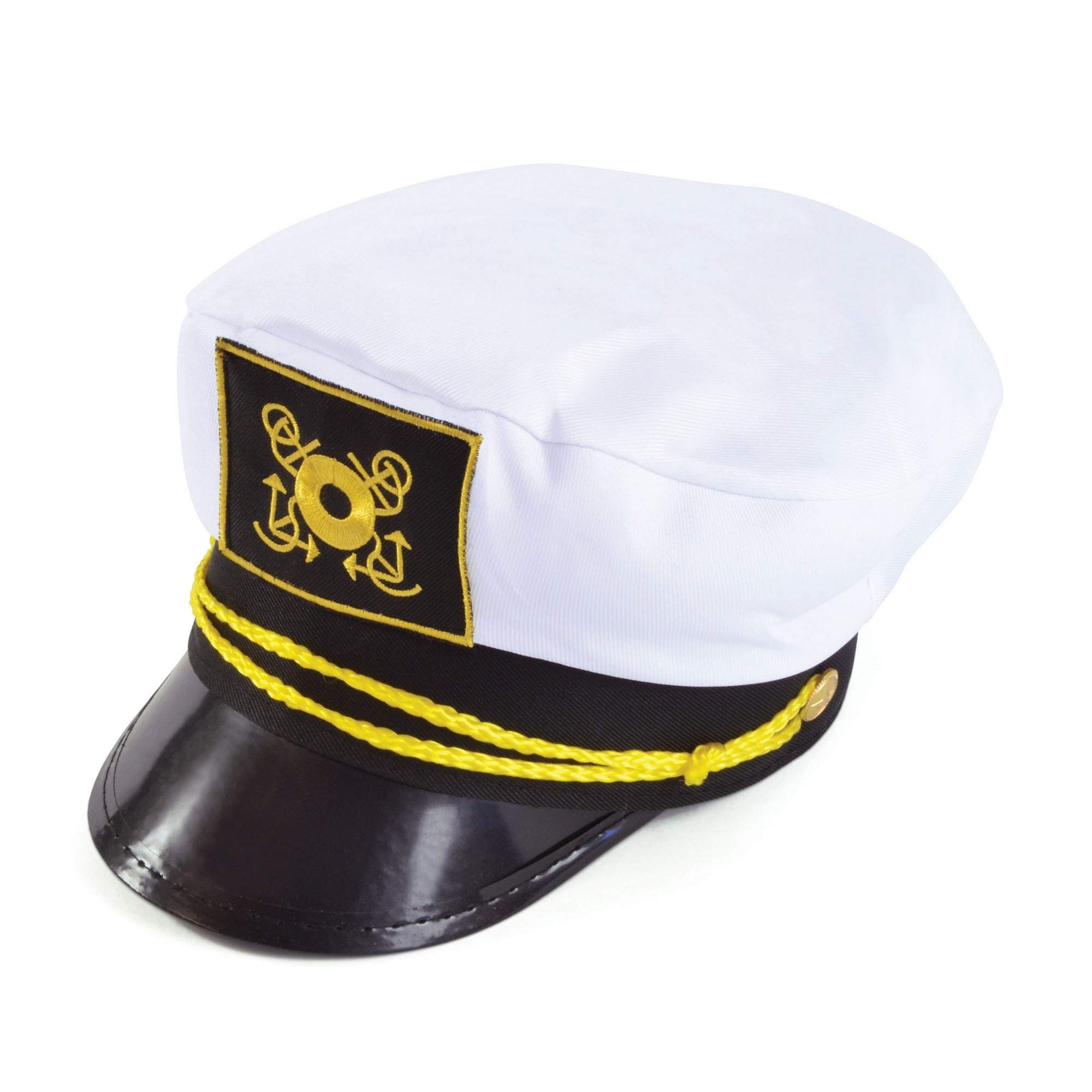 Elegant White Captain's Cap Hat (1 Pc.) - Perfect for Boating, Yachting, Cruising, Uniforms, World Book Day, & More Halloween Halloween
