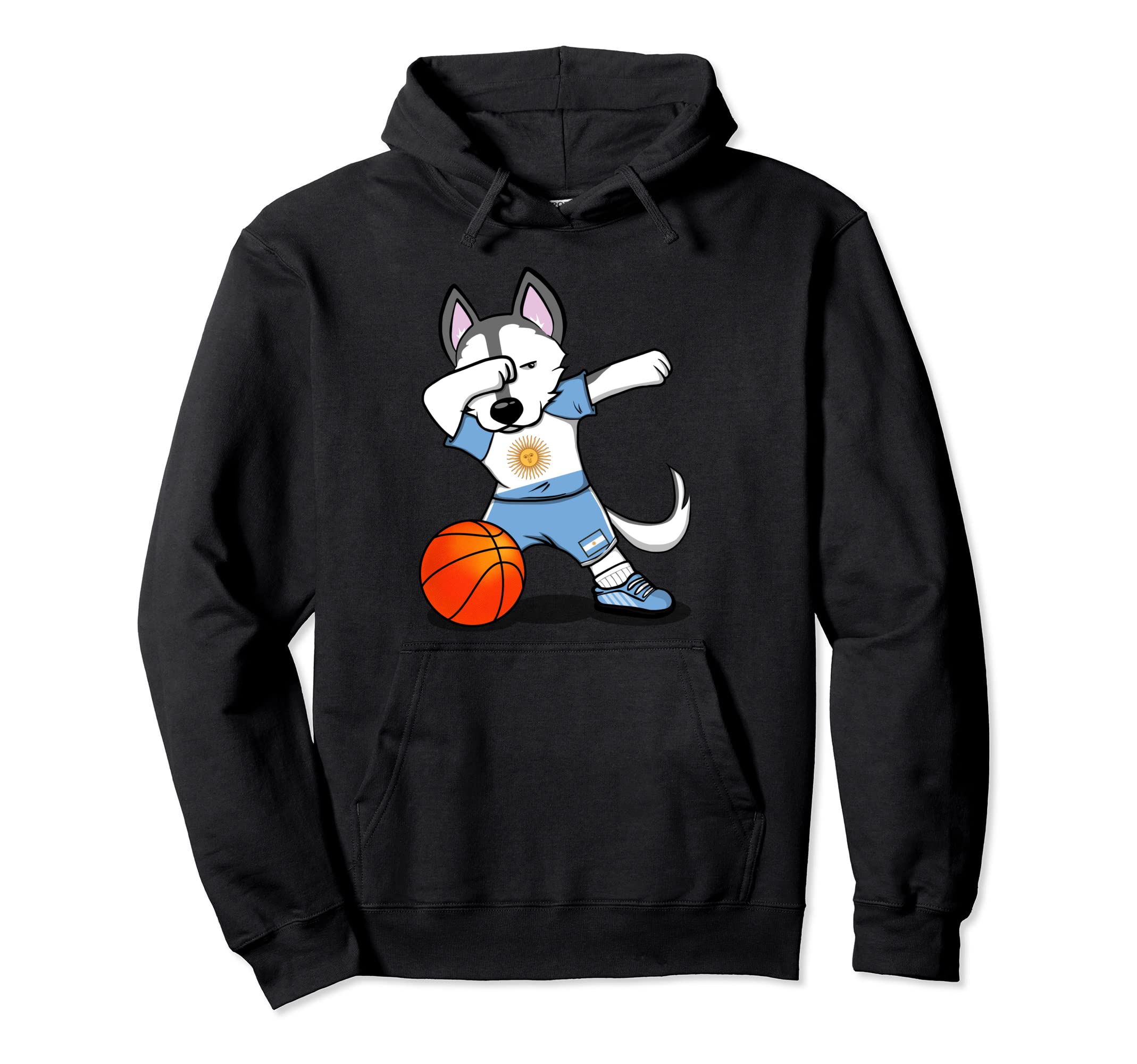 Funny Dabbing Husky Argentina Basketball Fans Jersey Flag Pullover Hoodie