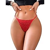 Murimia G String Thongs for Women Sexy Lace No Show Underwear T-Back Low Rise Breathable Panties