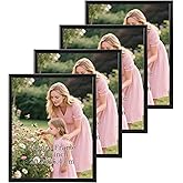 Schliersee 8x10 Picture Frames Set of 4, Elegant Arched Black Frame for 8 x 10 Photo, Wall and Tabletop Display