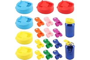 12PCS Can Tab Openers with 6 Leak-Proof Drink Covers, Reusable Soda Can Opener & Protector Caps for Fingers Safety, No Spill,