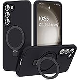 SKYLMW for Samsung Galaxy S23 Case with Magnetic Invisible Stand [Compatible with Mag-Safe] Military Drop Tested [Full Camera Protection] Silicone S23 Cases for Men Women, Black