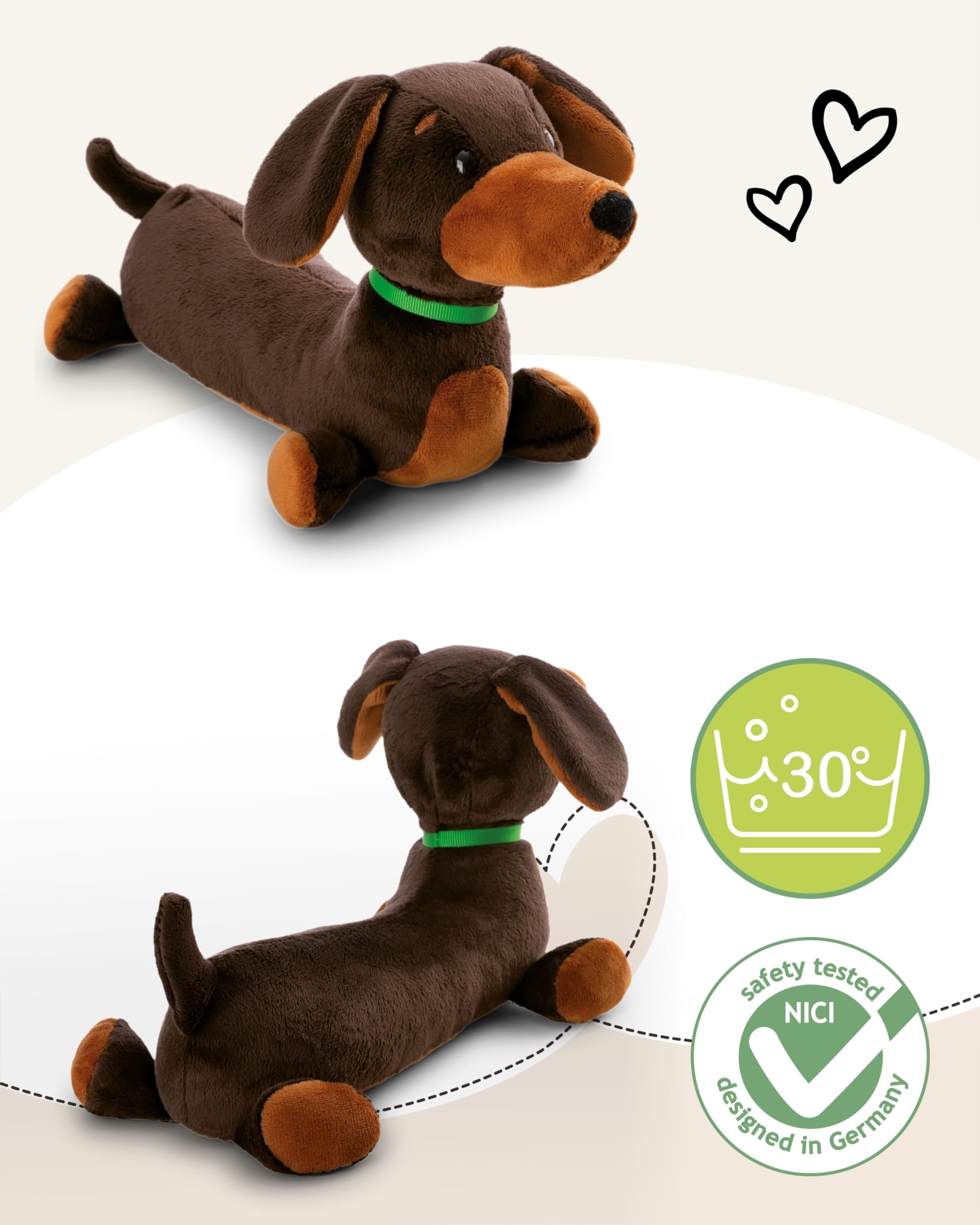 NICI Kuscheltier Dackel 35cm - braun - Weiches NICI Plüschtier – niedliches Stofftier zum Kuscheln & Spielen – tolle Geschenkidee für Kinder & Erwachsene - 61898 3