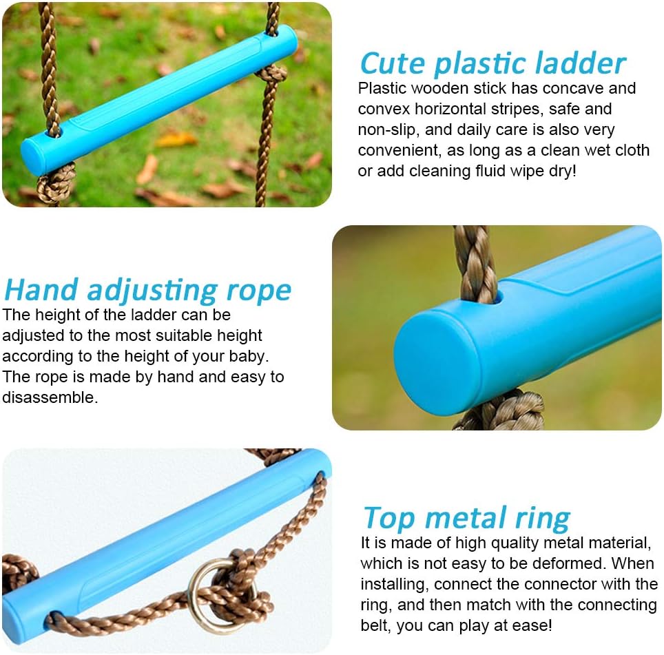 MARATTI Climbing Rope Ladder for Kids, Rainbow Climbing Ladder Hanging Rope Ladder for Indoor Play Set and Outdoor Tree House, Playground Swing Set and Ninja Slackline: Sports & Outdoors