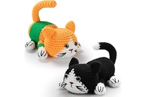 YWQZBHEMO Crochet Kit for Beginners, 2PCS Crochet Cat Kit Step-by-Step Video Tutorials, Crochet Starter Kit Learn to Crochet Kits for Adults Starters