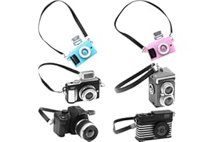 ONEST 6 Pieces Mini Camera Toys for Doll Accessories Miniature Camera Ornament Mini Dollhouse Toy Vintage Prop Camera for Mini Decoration Furniture Accessories Photography Props