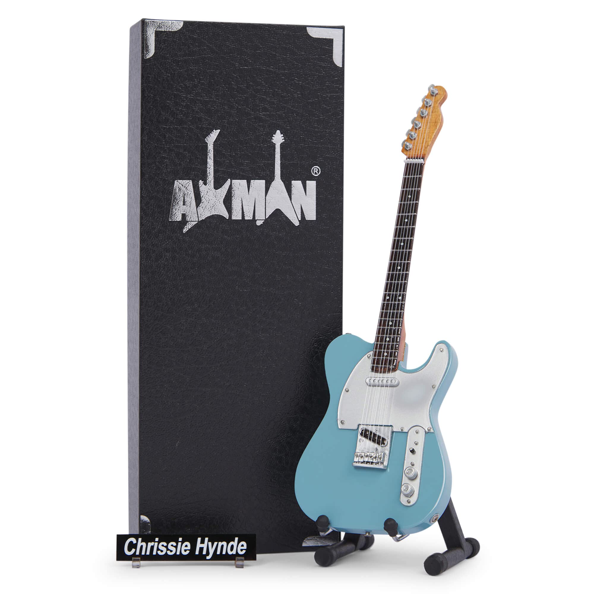 Axman Chrissie Hynde Miniature Guitar Replica - Music Gifts - Handmade Ornamental 1/4 Scale - Includes a Display Box, Name Tag and Miniature Guitar Stand