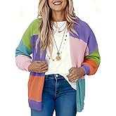 Saodimallsu Womens Boho Cardigans Colorful Long Sleeve Cardigan Open Front Sweaters Chunky Knit Coats Loose Fit 2025