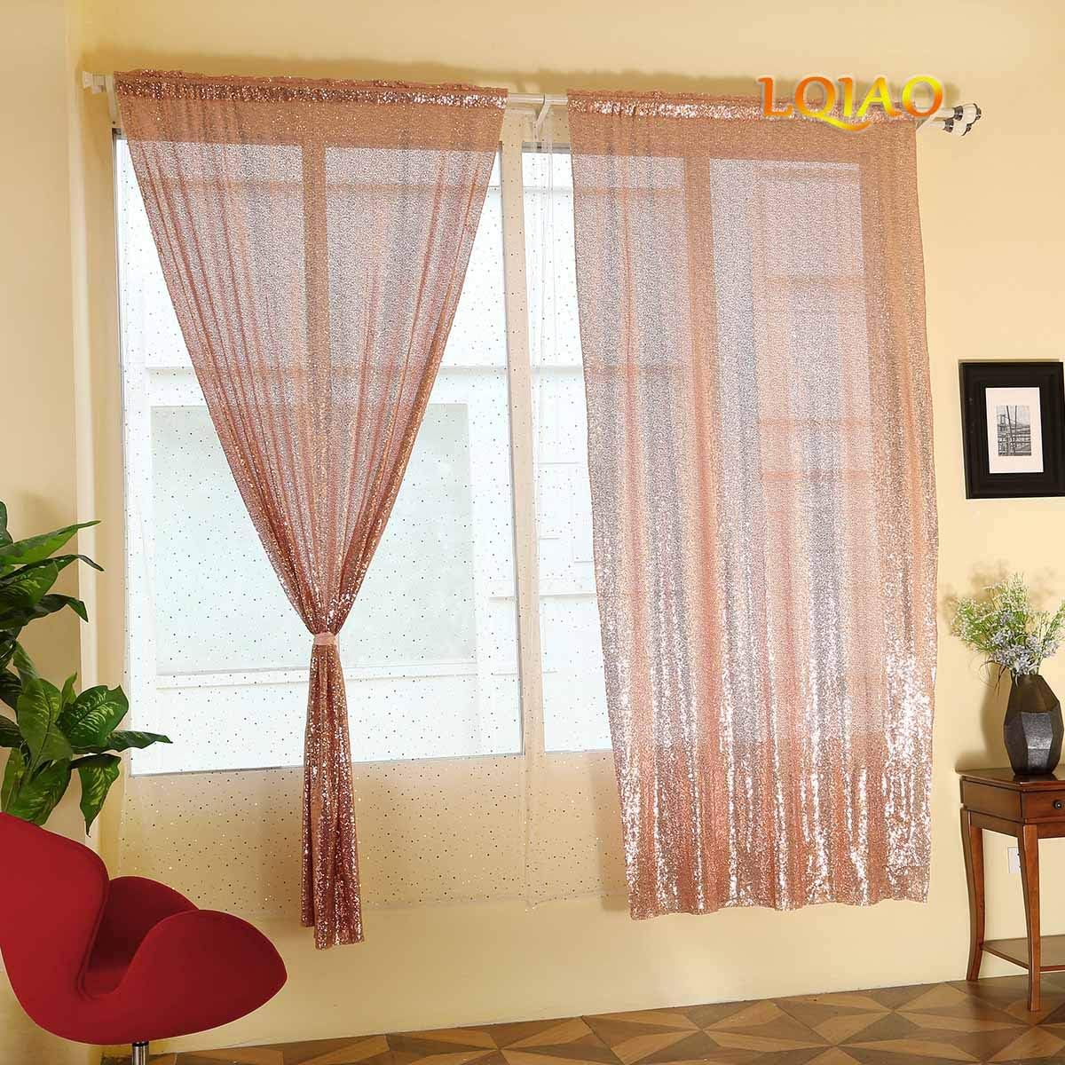 Amazon Com Lqiao 2019 New Sequin Rose Gold Curtains 50x84in