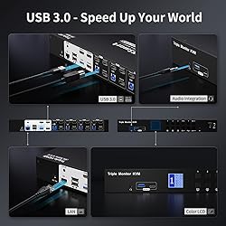 TESmart USB 3.0 HDMI KVM Switch 3 Monitors 4
