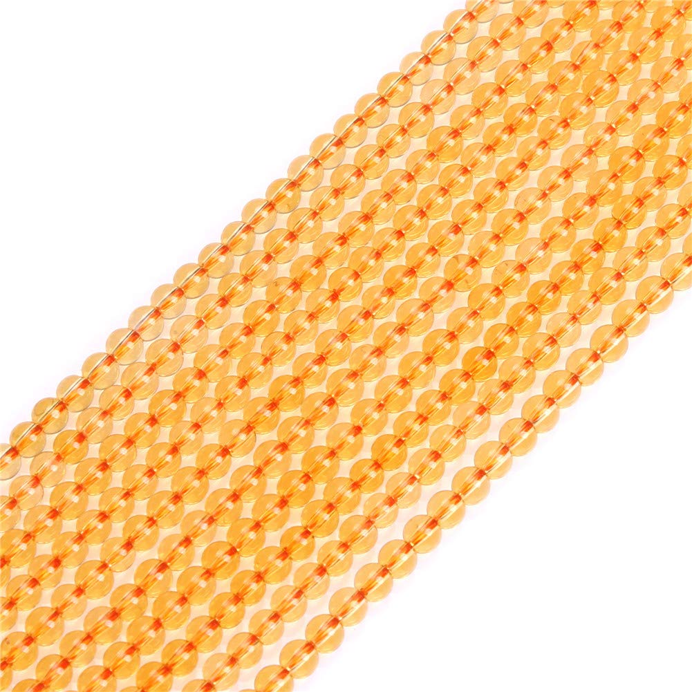 GEM-Inside 4mm Yellow Citrine Round Gemstone Semi Precious Loose Beads for Jewellery Making 15''