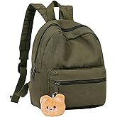 Phaoullzon Teen Girls Mini Backpack Purse Kids Canvas Small Tiny Cute Bag,Olive green