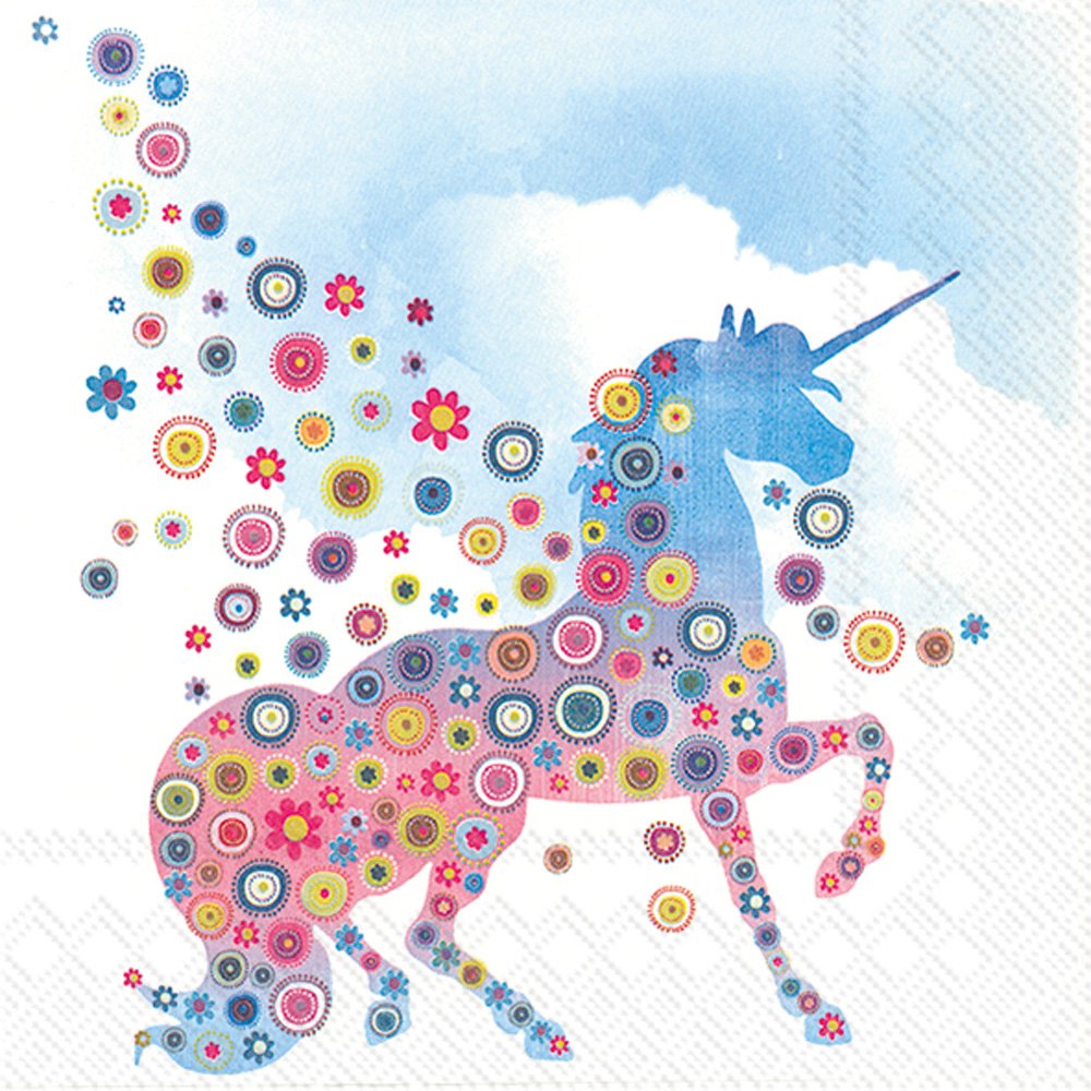 Boston International L767400 IHR Paper Lunch Napkins, Magic Unicorn