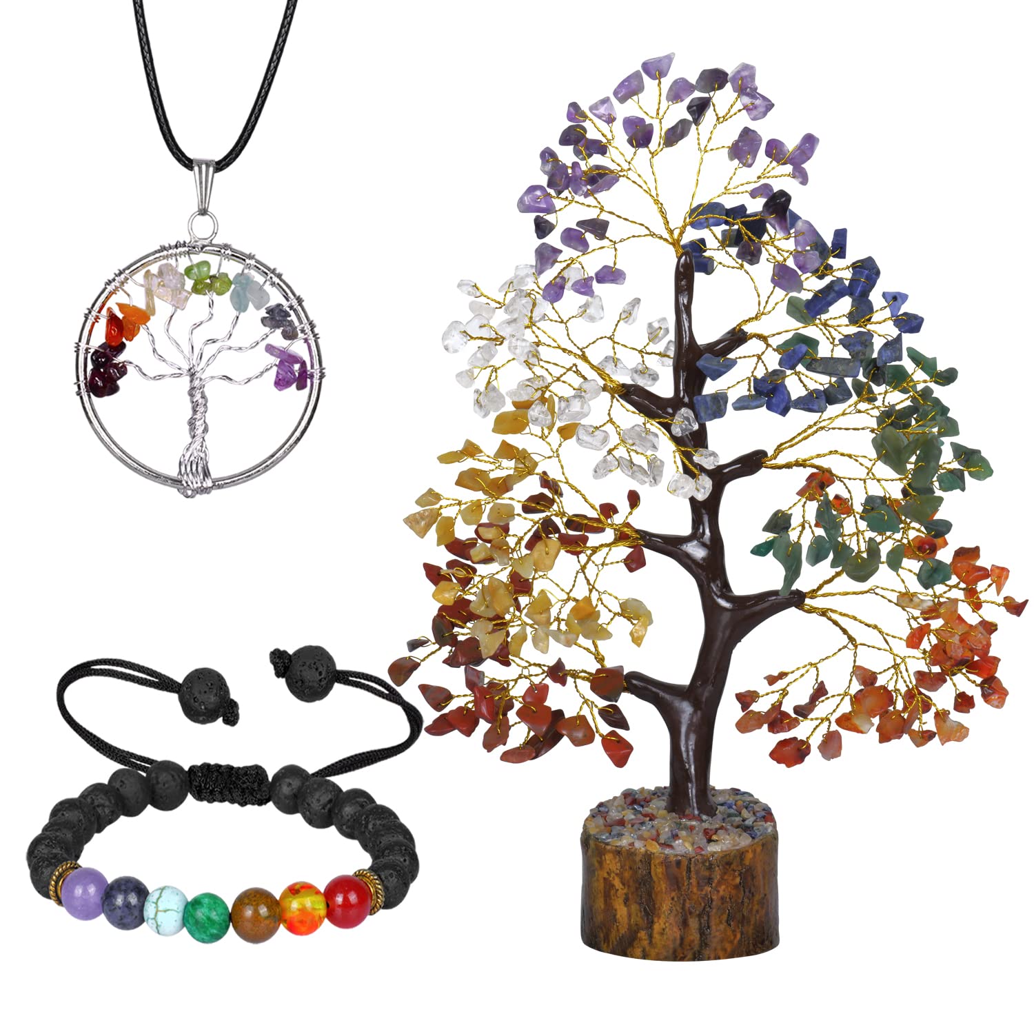 NARIBABU Seven Chakra Tree - Chakra Crystal Tree - Spiritual Gifts For Men - Meditation Accessories - Crystals And Gemstones - Feng Shui Tree - Crystal Tree For Positive Energy - Wire Bonsai Tree