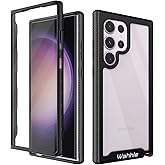 wahhle Compatible with Samsung Galaxy S23 Ultra Case, Built in Screen Protector Full Body Shockproof Slim Fit Bumper Protective Phone Cover for Galaxy S23 Ultra 5G 6.8'' Men Women-Black/Clear