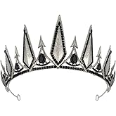 SWEETV Gothic Crowns for Women, Queen Crown Tiara, Witch Crown Headband Cos-play Hair Accessories for Costume Halloween Prom Party