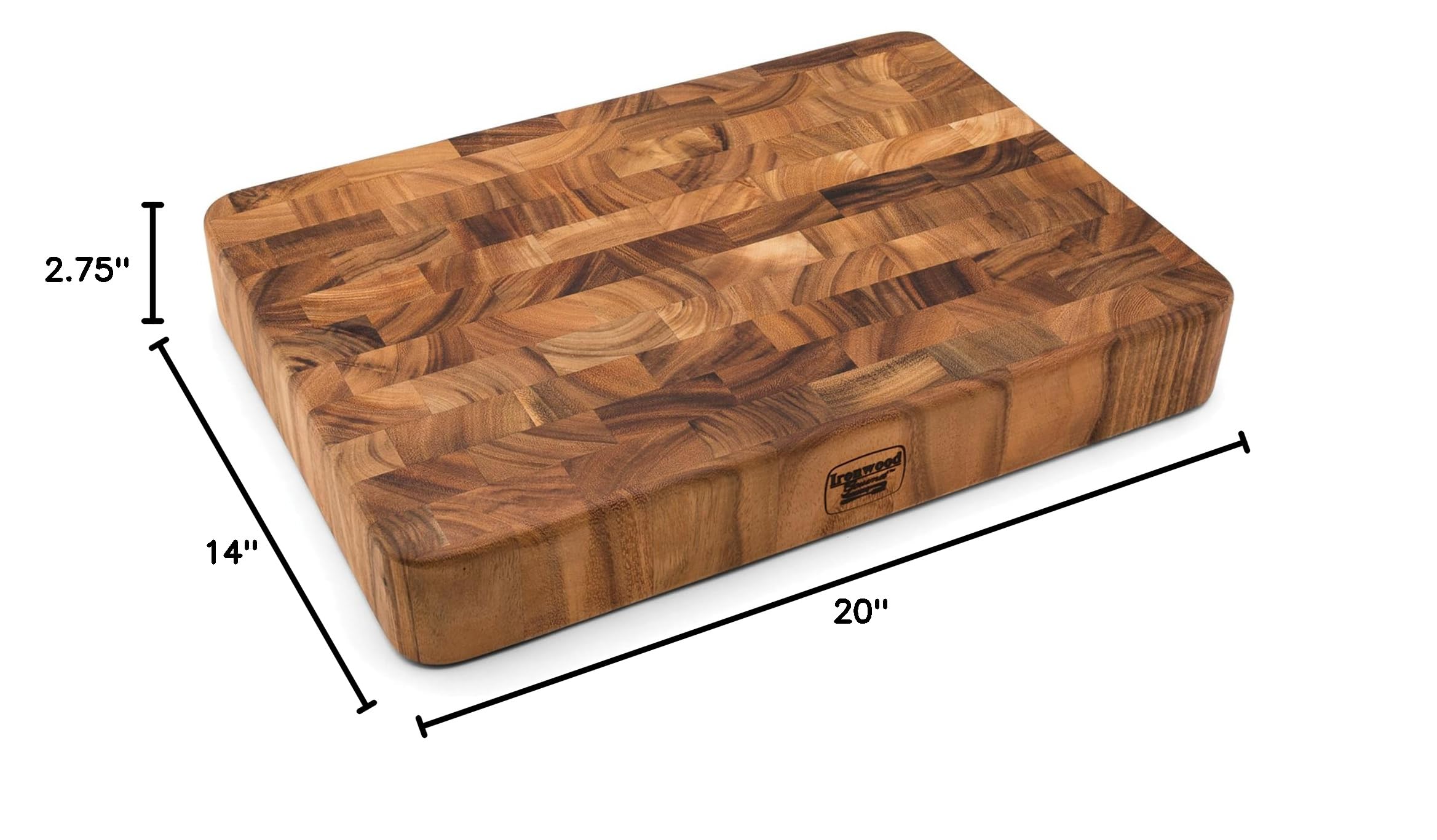 Ironwood Gourmet End Grain Union Stock Yard Professional Chopping Butcher Block, Brown, 14 x 20 x 2.75