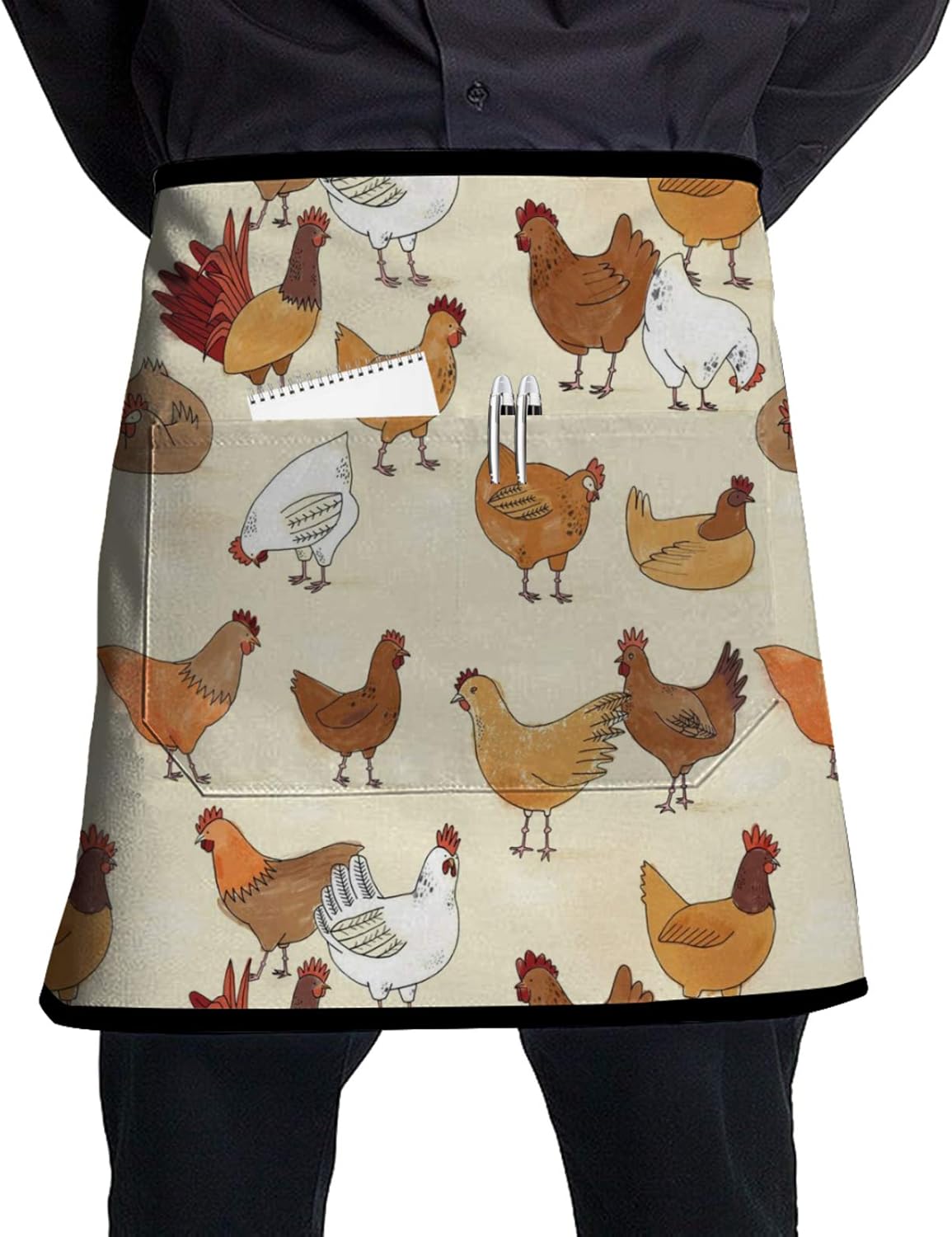 A Brood Of Chickens Waist Apron With Pockets Kitchen Cooking Half Apron Restaurant Waiter Waist