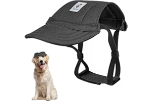 Pawaboo Dog Baseball Cap - Upgraded Elastic Ear Holes - Adjustable Dog Outdoor Sport Sun Protection Baseball Hat Cap Visor Sunbonnet Outfit for Small Medium Large Dogs, XL, Black
