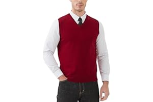 Kallspin Men's Pure Cotton Sweater Vest V Neck Regular Fit Knit Sleeveless Pullover Sweater