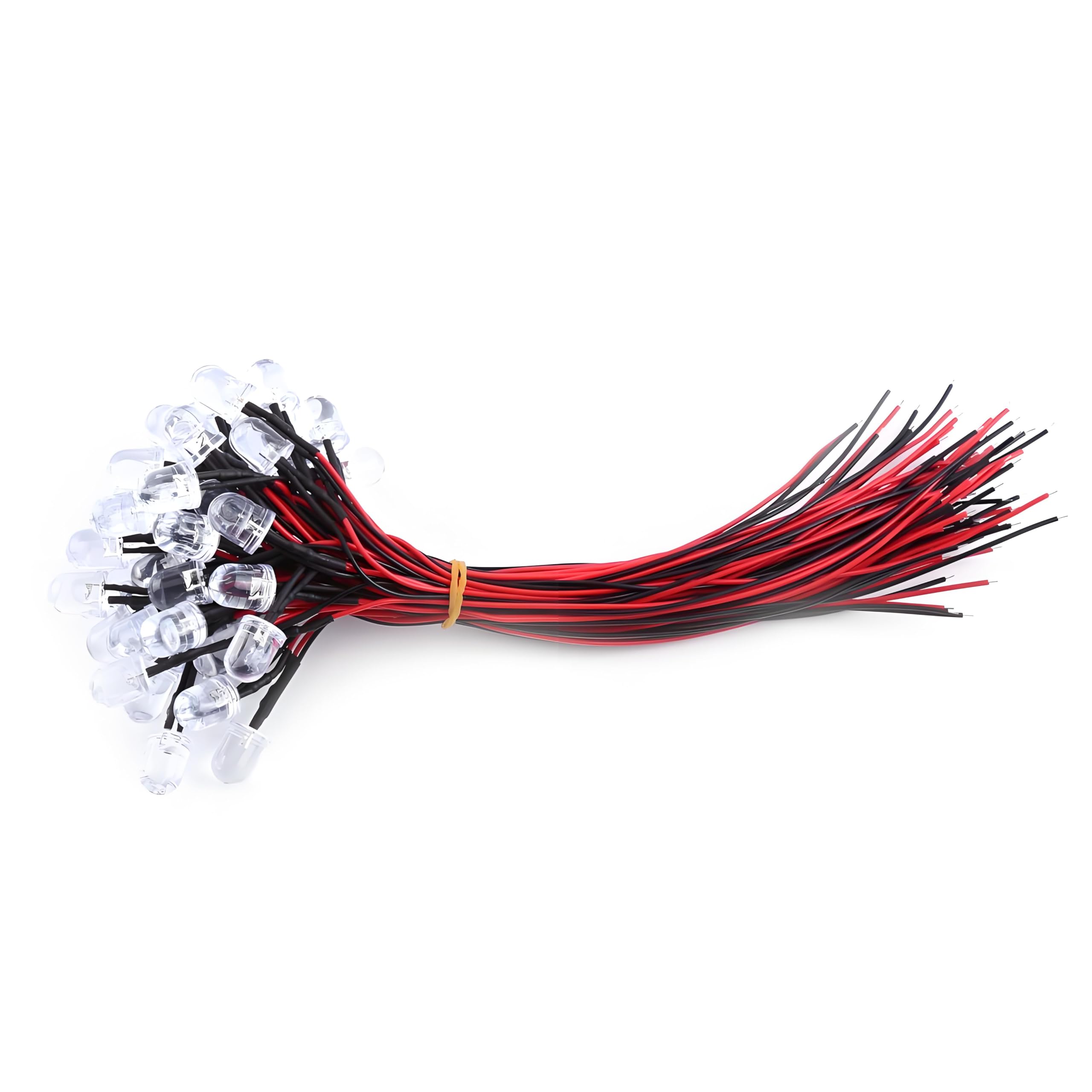 Fafeicy 50Pcs LED Diodes Light Pre Wired Emitting Diode LED Lamp Bulb DC LED Assorted Kit 9V-12V for Car Boat DIY Toys Manual Model Parties