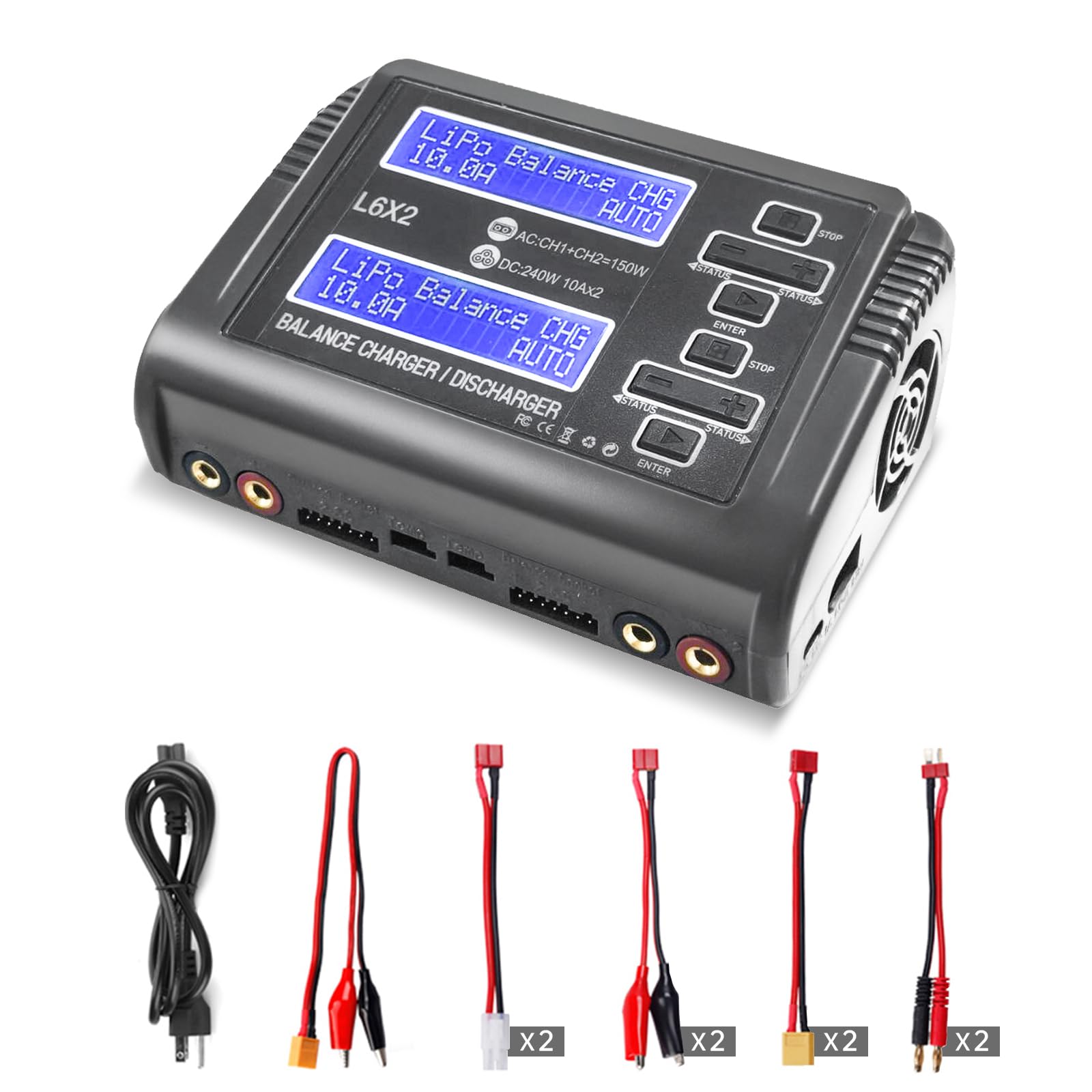 Photo 1 of LiPo Battery Charger Dual RC Battery Charger Discharger 240W 10A for 1-6S LiPo LiHV Li-ion Life 1-15S NiCD NiMH PB Smart Batteries, Dual Channel Fast Balance Charger, RC Car Drone Boat