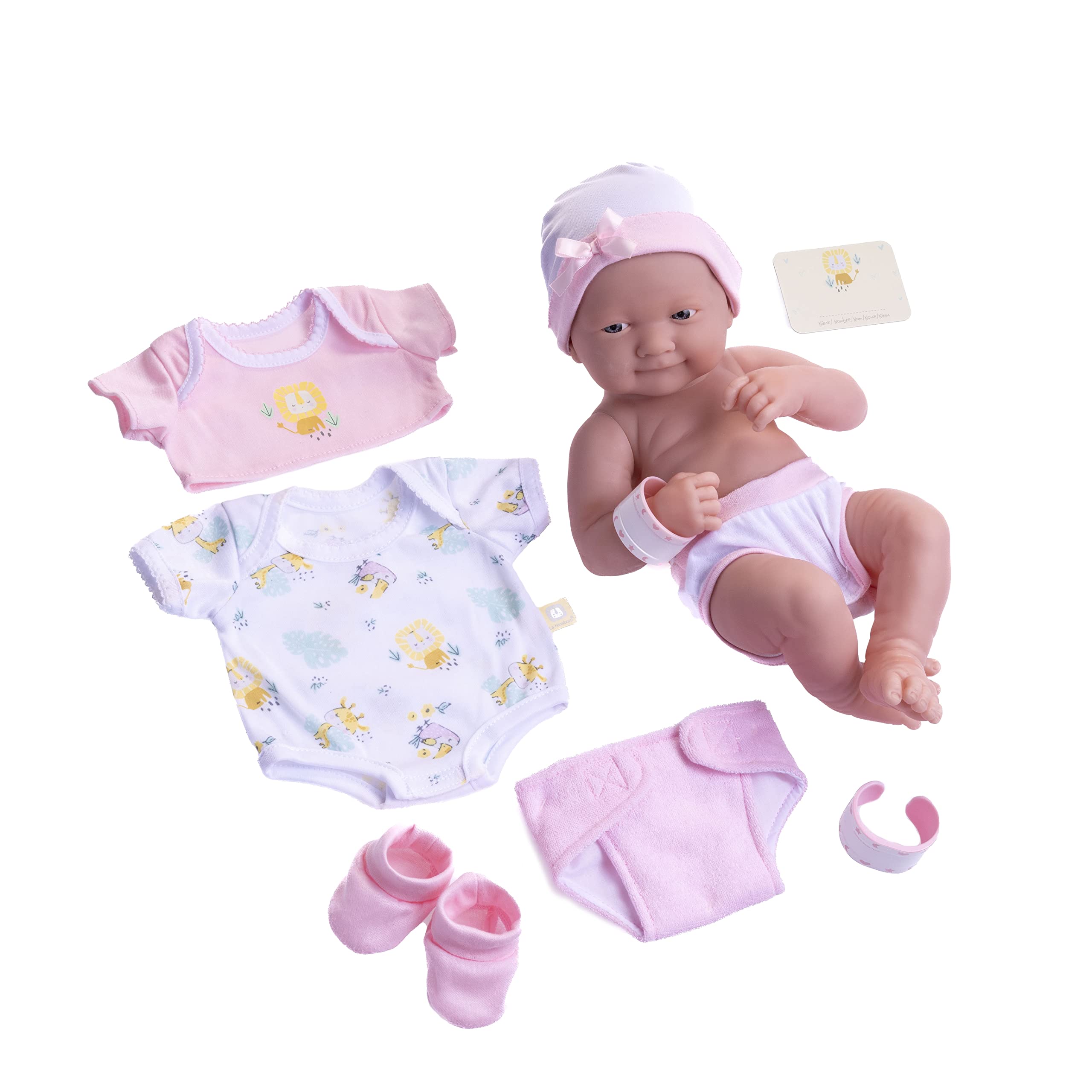 JC Toys Rubber Baby Doll with Set of Pink Clothes, Multicolour (18543_A)