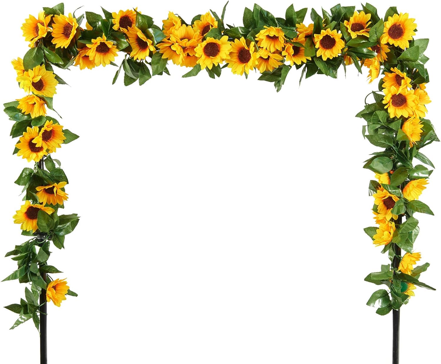 FSALS 6 Pack Sunflower Artificial Garland, 7.2FT Silk Sunflower Vine Yellow Artificial Flowers with Green Leaves for Wedding Table Garden Home Outdoor Decor