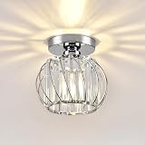 Hudi Fyier Crystal Chandelier Ceiling Light Chrome Mini Semi Flush Mount