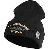 US Submarine Veteran Military Embroidered 12 inch Cuffed Knit YP Long Beanie