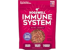 DOGSWELL Jerky for Immunity & Defense – Mini Grain Free Dog Jerky Treat and Immune System Support (4 oz. Duck),29244