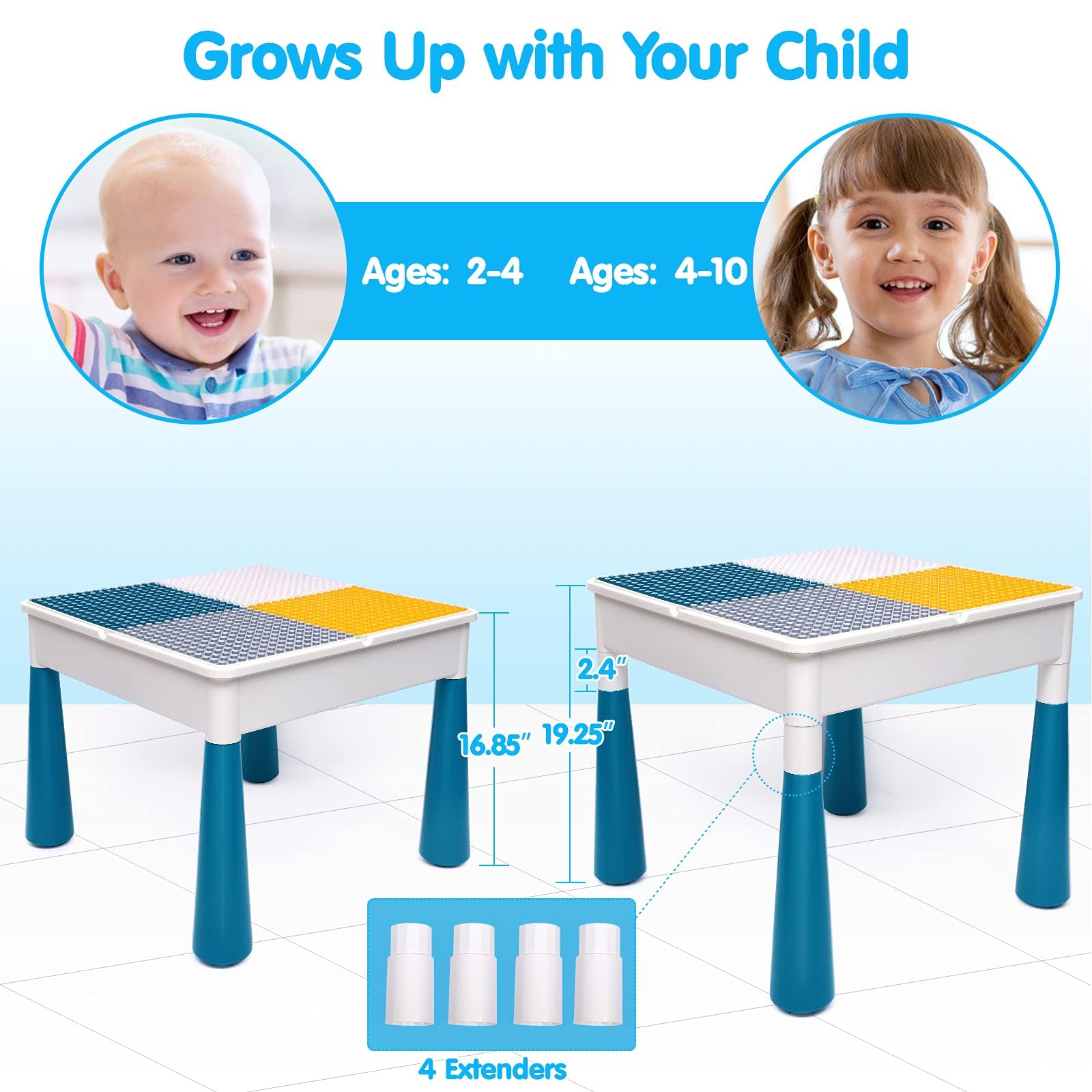 Kids Activity Table Toddlers Kids Table and Chair Set with 152Pcs Large Marble Run Building Blocks All in One Kids Play Water Tables Sand Tables, STEM Toys for Boys Girls 3 4 5 6 Year Old