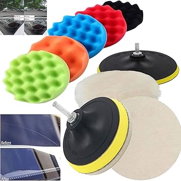 DIY Crafts 6-inch Car Wax Polishing Buffing Set ; Felt Pad with Drill Adapter for Auto Works (Pack of 21 Pcs, Combo Kit)